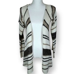 LOVE STITCH BLACK, CREAM, & TAUPE CARDIGAN SZ.S EUC